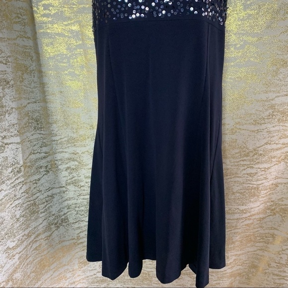 Orna Farho Dark Navy Blue Sequinned Halter Dress - Picture 5 of 13